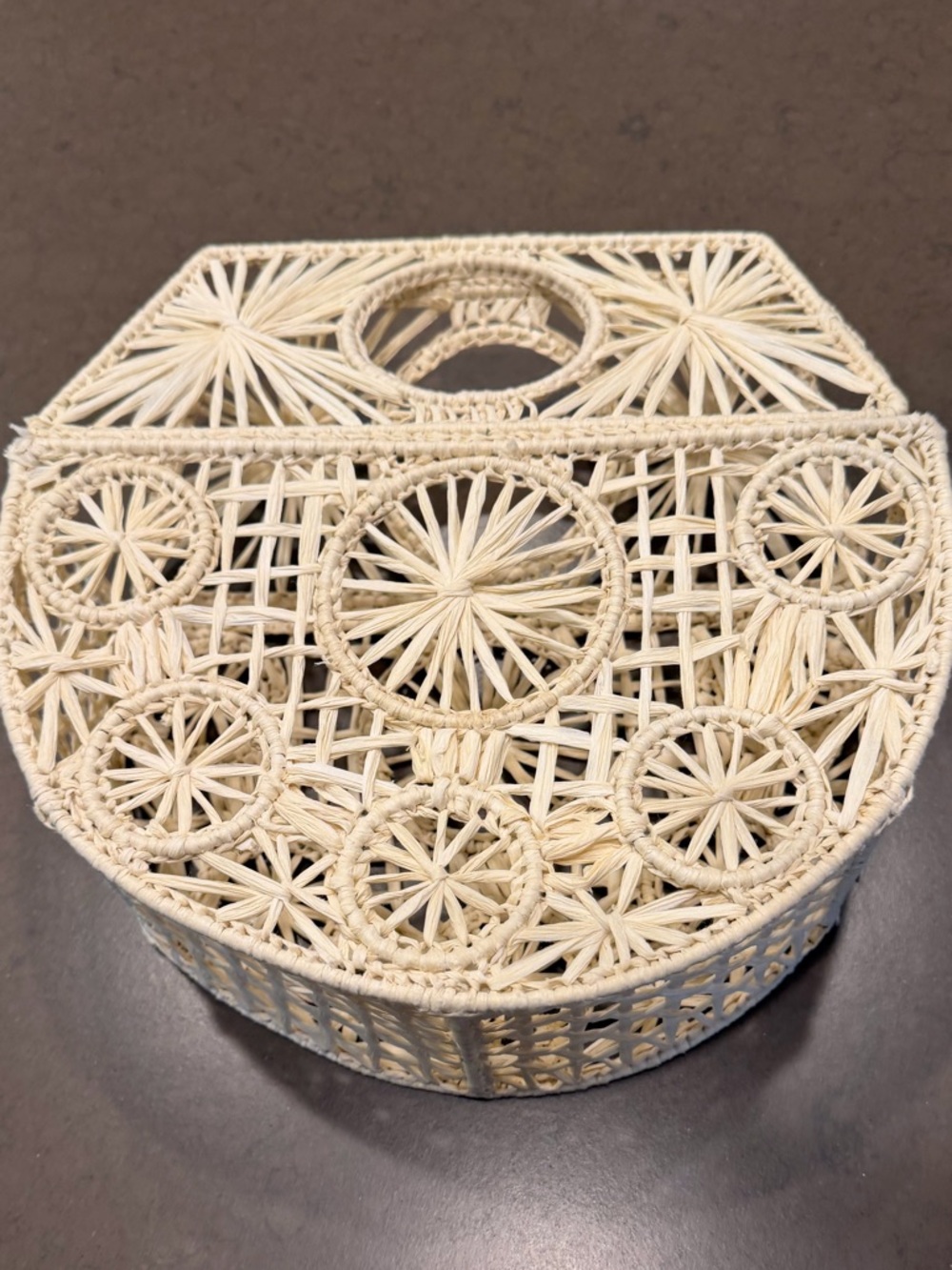 Handwoven Cream Rattan Decorative Basket - Boho Accent
